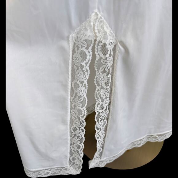 NWOT Vintage Shirey Chemise Sleepwear Midi Length Sleeveless Side Slit White 6 - Picture 4 of 10